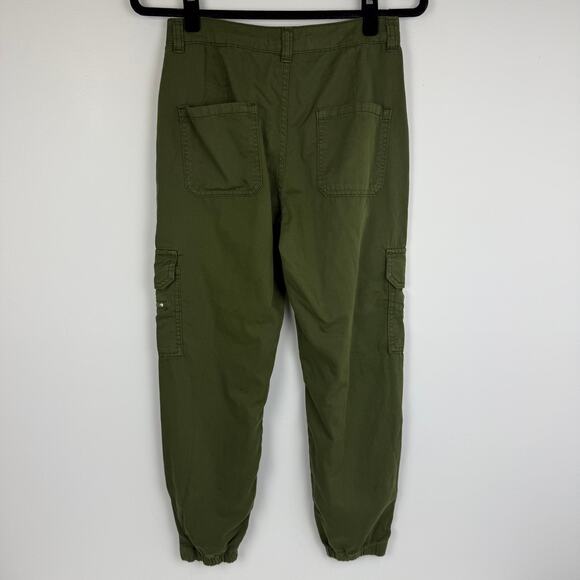 Zara Womens Cargo High Rise Jogger Zip Side Pockets Army Green Relaxed Pants 2 - Picture 2 of 8
